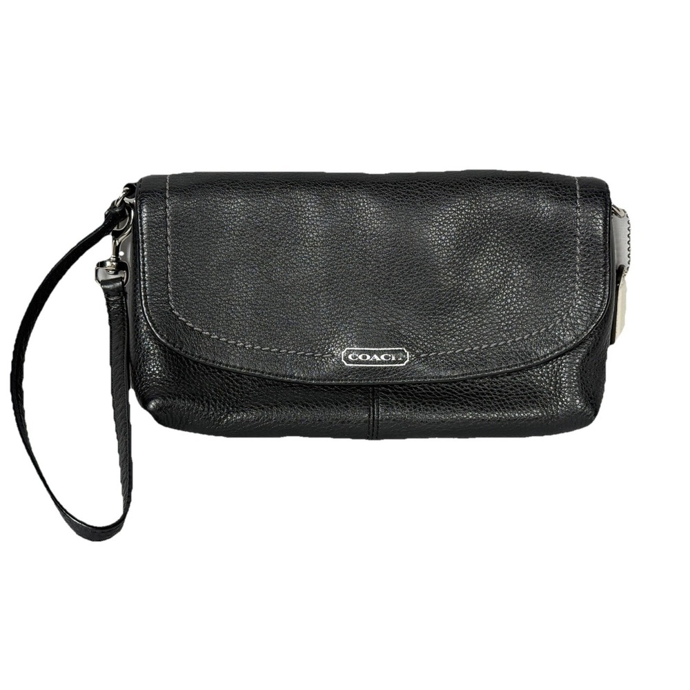 Coach Women Vintage Black Pebbled Leather Wristlet Clutch Wallet Pouch Y2K 90s